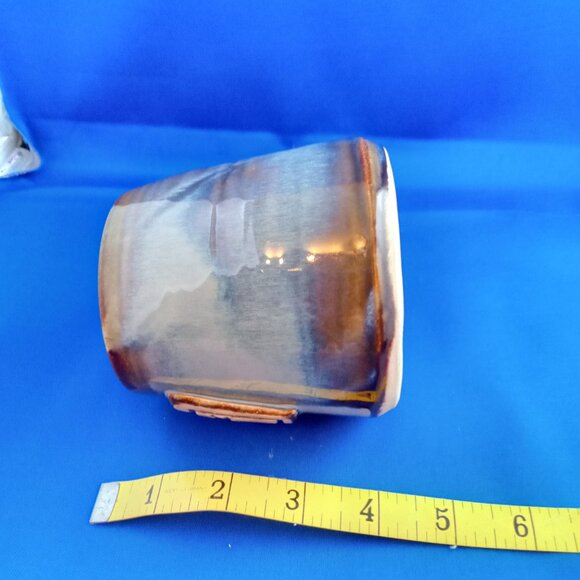 Wardell hand made pottery blue brown mug LAUGH SING DANCE - Picture 5 of 6